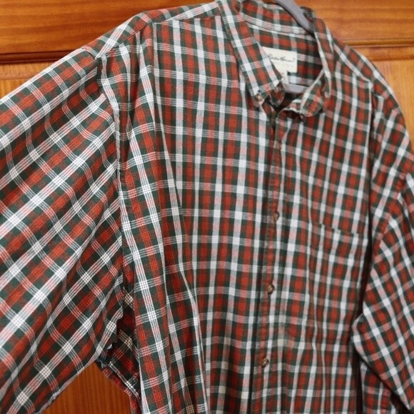 Eddie Bauer Mens Christmas Plaid Red & Green 100% Cotton Button Up Shirt XXL - Picture 3 of 13